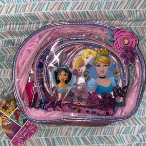 NEW Disney Princess 3pc cosmetic bag set